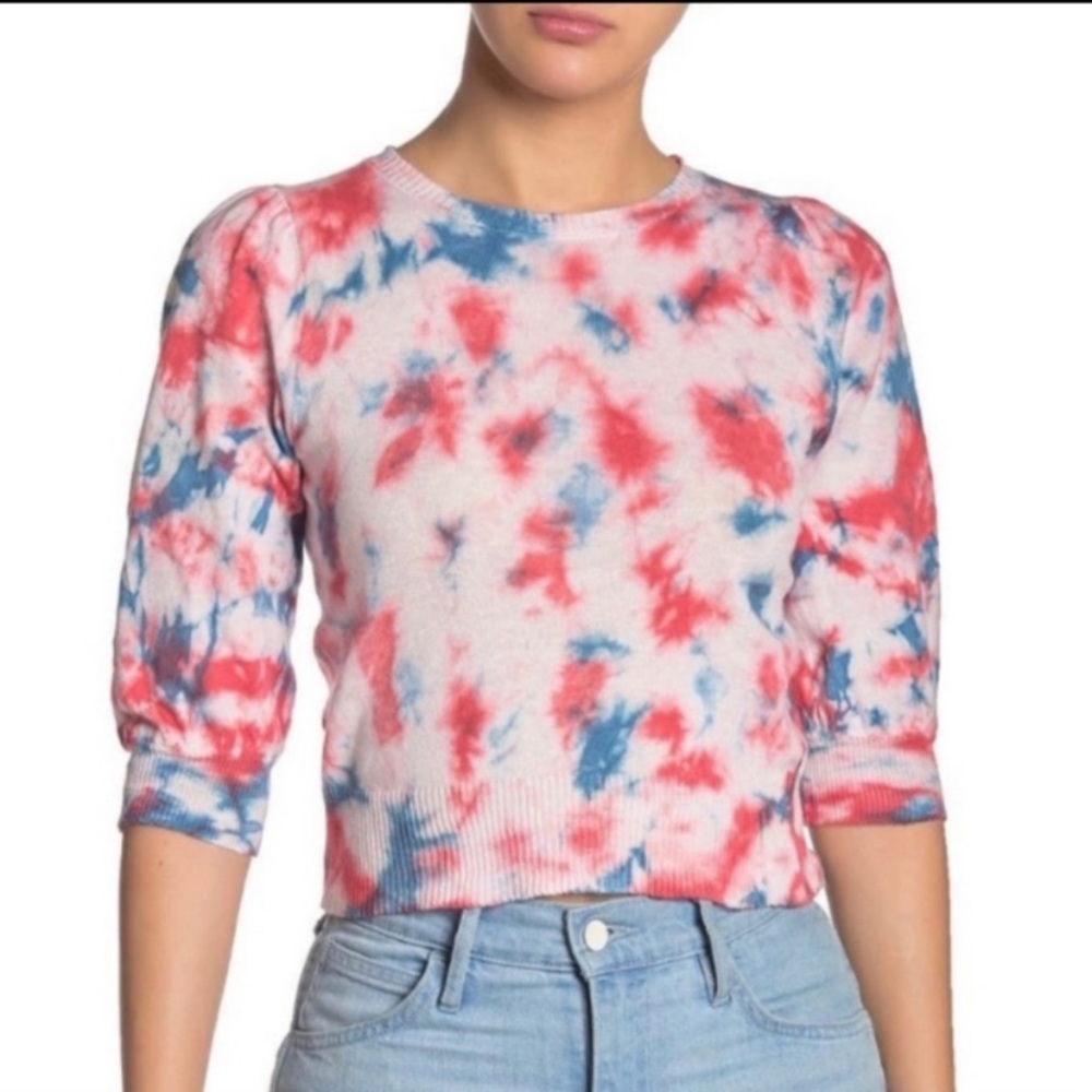 NWT John + Jenn Red White Blue Tie Dye Crop Top